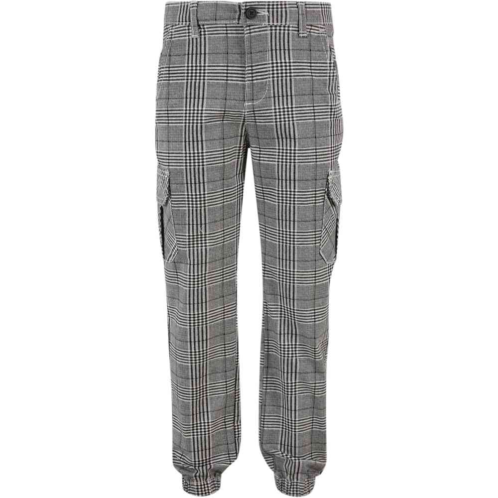 Urban Classics - AOP Glencheck Jog Kids Cargo trousers - Black/White